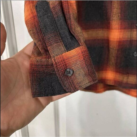 Old Navy Evermore Flannel Shirt women's Medium orange plaid Swiftie Eras tour - Picture 4 of 13